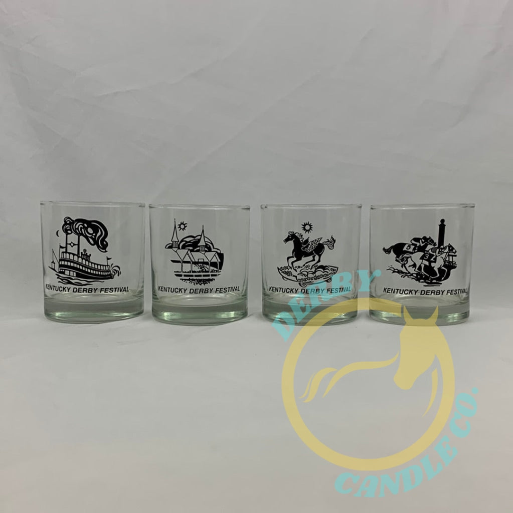 1974 Kentucky Derby Festival Set Of 4 Rocks Glass | Complete